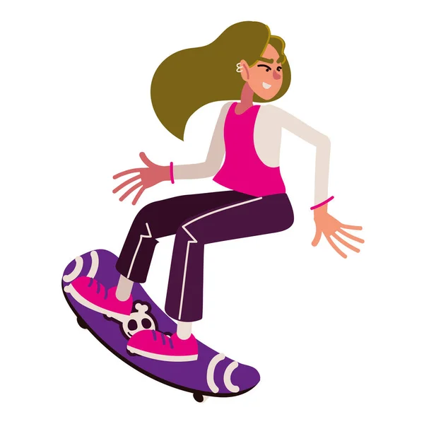 Femme chevauchant un skateboard — Image vectorielle