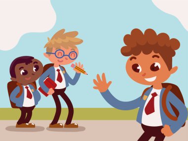 Okul çocukları dışarıda.