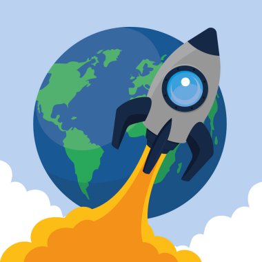 dünya ve fırlatma roketi