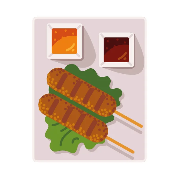 Saucisses frites et sauces — Image vectorielle