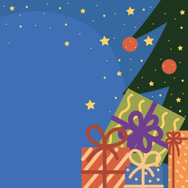 圣诞树和礼物 — 图库矢量图片