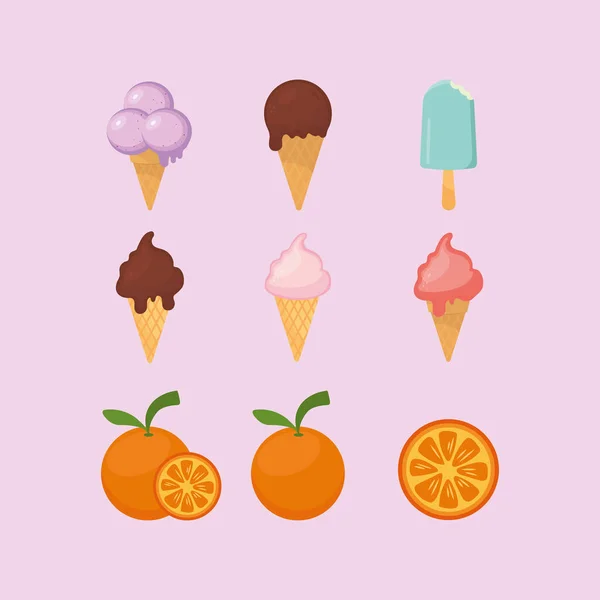 Παγωτό και φρούτα εικονίδιο — Διανυσματικό Αρχείο