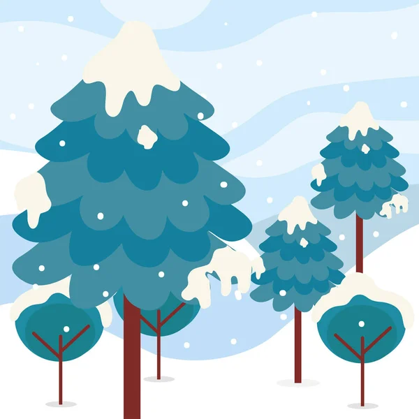겨울 숲 나무 — 스톡 벡터