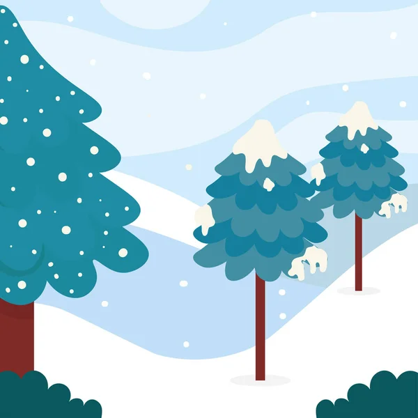 Τοπίο χειμερινά δέντρα — Διανυσματικό Αρχείο