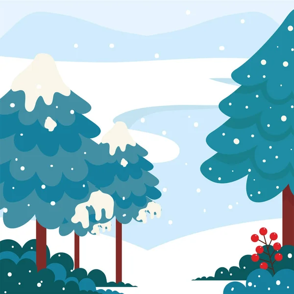 Scène forestière hivernale — Image vectorielle