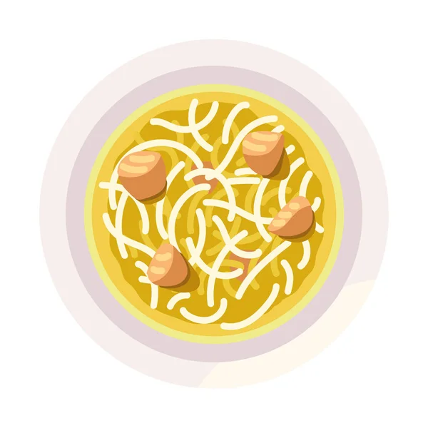 Fideos con salchicha — Vector de stock