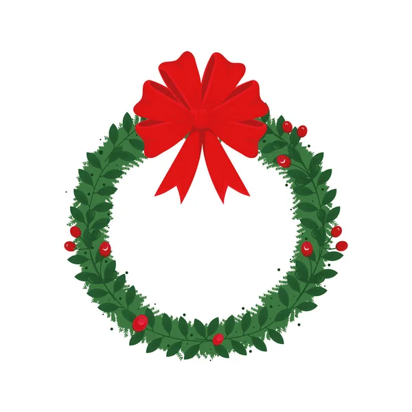 Christmas wreath with bow — Stock Vector