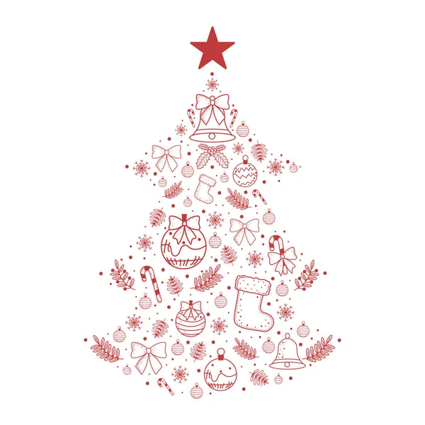 Рождественское дерево в форме иконок — стоковый вектор