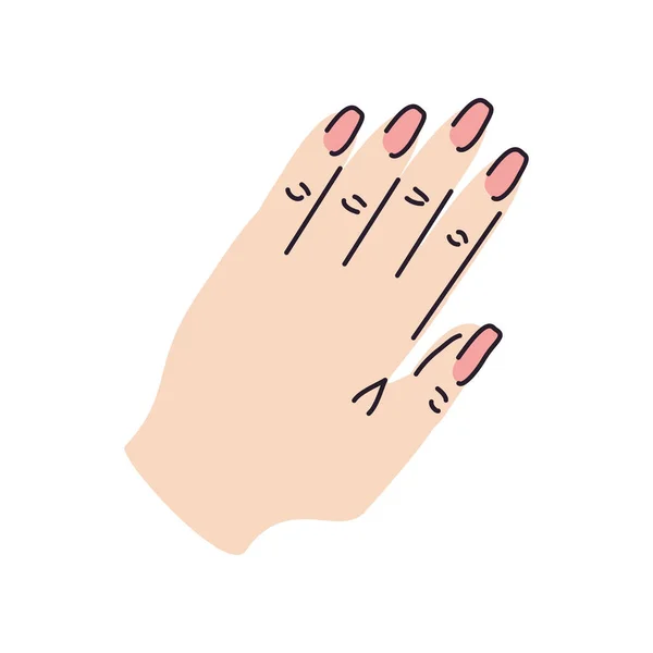 Mano con clavos pintados — Vector de stock