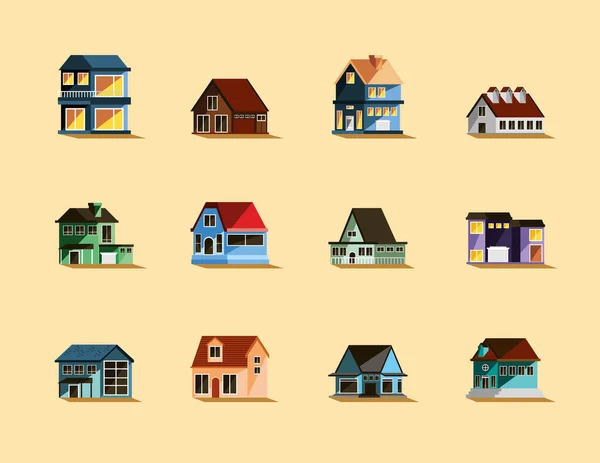 Set of houses residential — Stock Vector
