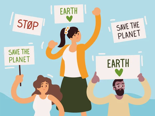 人类与拯救地球 — 图库矢量图片
