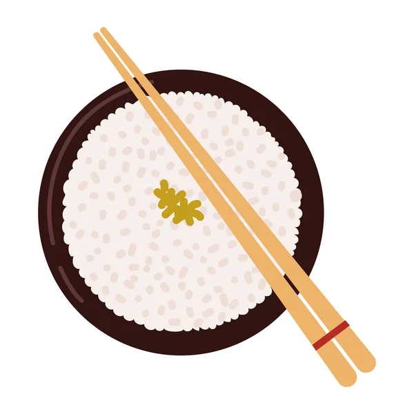 Рис и палочки для еды — стоковый вектор