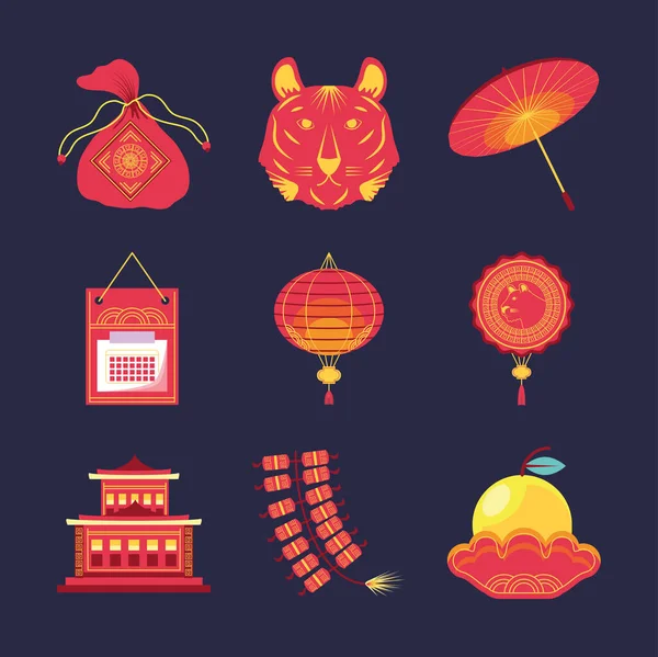 Symbole chinesisches Neujahr — Stockvektor