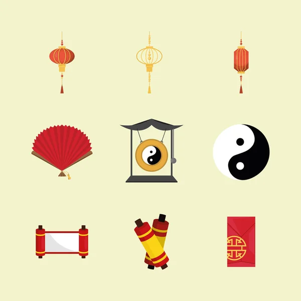 Čínské ikony nastaveny — Stockový vektor