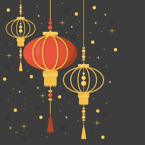 Chinese lamps decoration — Stock Vector