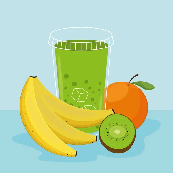 Smoothie et fruits savoureux — Image vectorielle