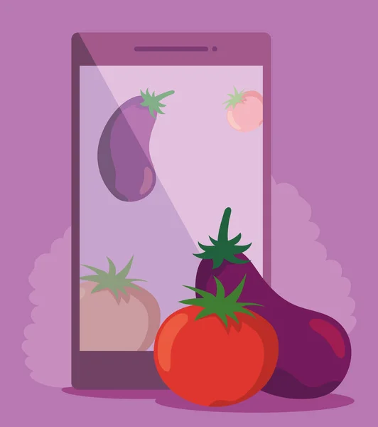 Telefon a zdravé jídlo — Stockový vektor