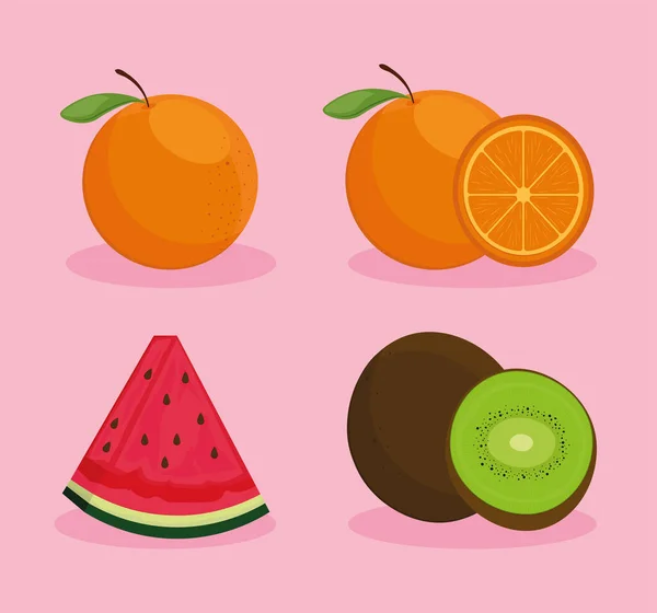 Iconos de frutas frescas — Archivo Imágenes Vectoriales