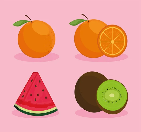 Ícones de frutas frescas — Vetor de Stock