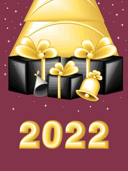 Νέο έτος 2022 πρόσκληση κάρτα — Διανυσματικό Αρχείο