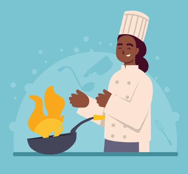 Kobieta kucharz gotowanie — Wektor stockowy