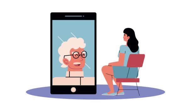 Female patient and doctor in smartphone — Vídeo de Stock