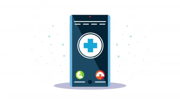 Medical cross in smartphone animation — Stock Video