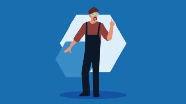 Profesyonel gözlüklü geliştirici karakter canlandırması