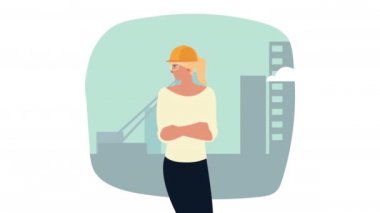 Profesyonel sarışın kadın mimar animasyonu