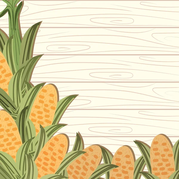 Mazorcas de maíz en madera — Archivo Imágenes Vectoriales