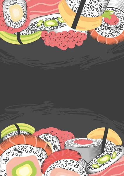 Rollos de sushi mariscos — Vector de stock