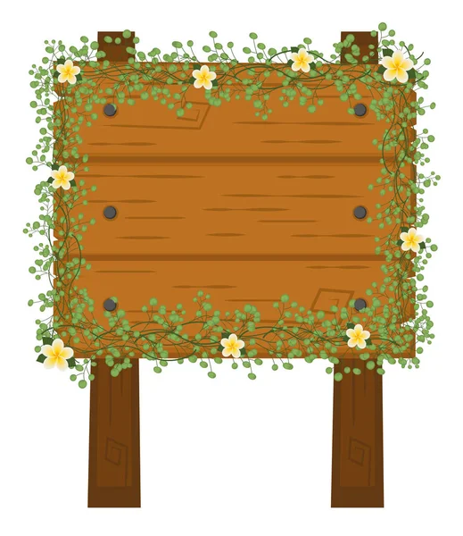 木标志与鲜花 — 图库矢量图片