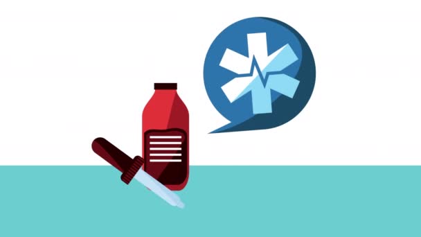 Medicinsk droper och symbol animation — Stockvideo