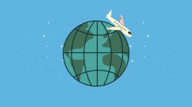 Uçak dünyanın etrafında uçuyor.