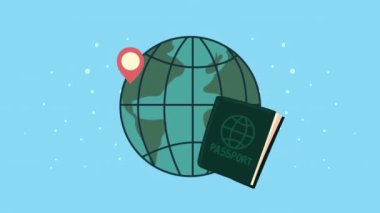 Dünya gezegeni ve pasaport animasyonu