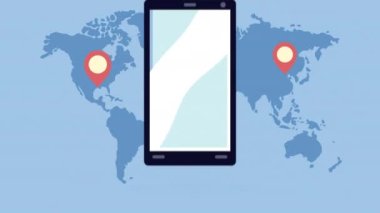 Seyahat uygulamalı akıllı telefon animasyonu