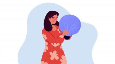 Kadın ampul kaldıran karakter canlandırması