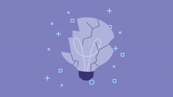 Bulb light break solution animation — Stock Video