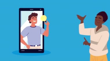 Ampulü ve akıllı telefonu olan ırklar arası erkekler.