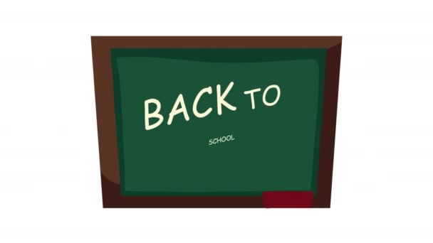 Volver a las letras escolares en pizarra — Vídeo de stock