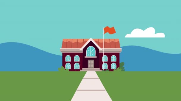 Back to school animation with scene — Stock Video