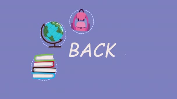 Volver al texto escolar con materiales — Vídeo de stock