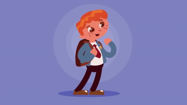 Rousse petit étudiant garçon personnage animation — Video