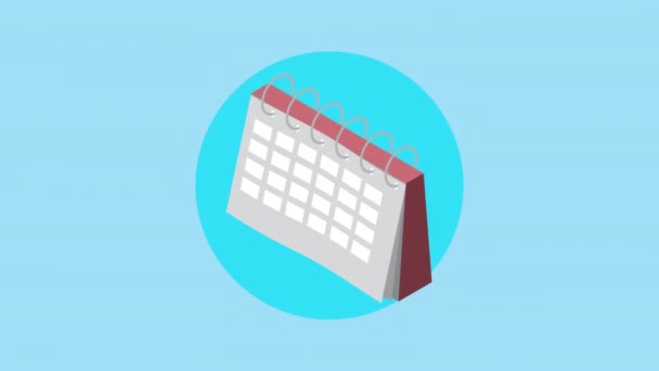 Calendario recordatorio animación estilo isométrico — Vídeo de stock