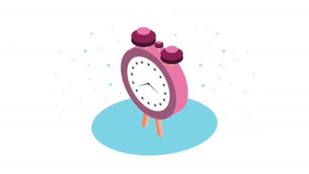 Alarm clock isometric style animation — Stock Video