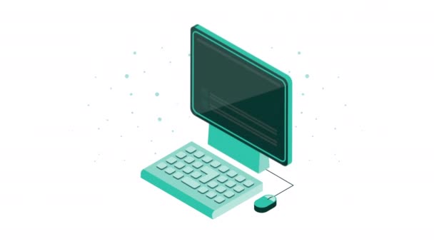 Desktop computer isometric style animation — Stock Video