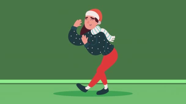 Mujer joven bailando celebración de Navidad — Vídeos de Stock