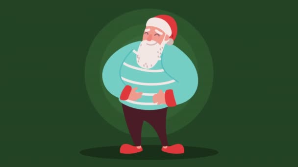 Feliz feliz feliz Navidad santa claus carácter — Vídeos de Stock