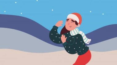 Dans eden genç bir kadın Noel kutlaması