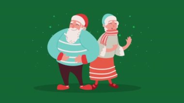 Mutlu noeller Noel baba aile animasyonu